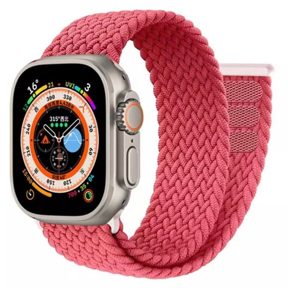 Apple Accessories - NEW Velcro Braided SOLO Loop band For Apple Watch - Pink